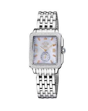 GV2 Women's Bari Swiss Quartz Diamonds Mother of Pearl Dial Stainless Steel Bracelet Watch