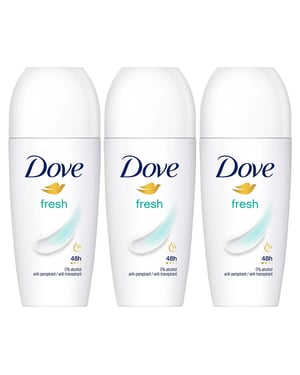 Dove Fresh Roll On AntiPerspirant up to 48H of Sweat & Odour Protection, 3x50ml