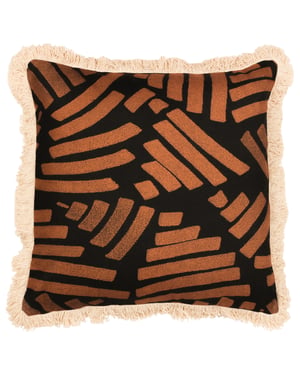 Paoletti Oromo Printed Geometric Fringed Cushion Cover