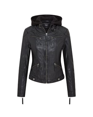 Womens Hooded Classic Biker Jacket - Brazzaville