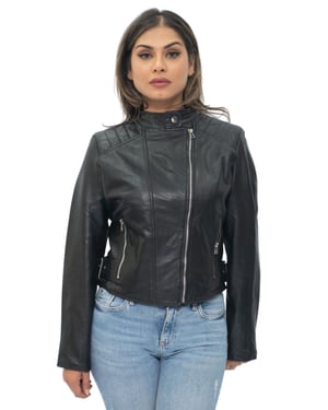 Womens Leather Biker Jacket-Celaya