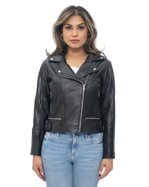 Womens Leather Biker Jacket-Stockholm