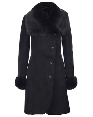 Dames suède merino shearling jas met Toscana kraag-Hanoi