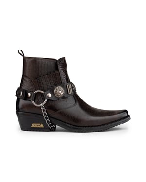 Winklepicker Western Gothic Boots i brunt läder för män