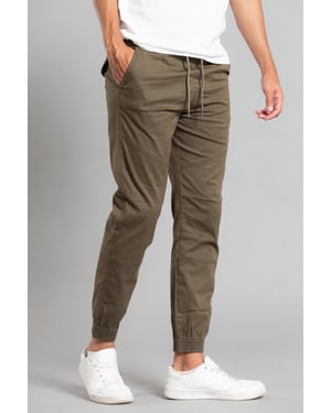 Khaki Cotton Cuffed Trouser