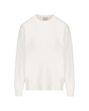 Moncler Detailed Logo On Back White Sweatshirt