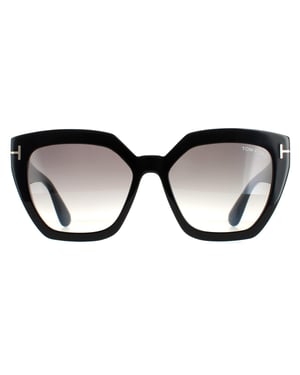 Tom Ford Vierkant dames glanzende zwarte rookgradiënt FT0939 Phoebe
