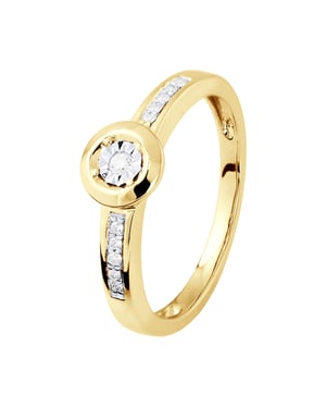 Diamant Solitaire med stöd 0,070 Cts Illusion 1 Ct gul guld