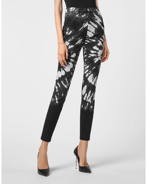 Superhög midja med tie dye-mönster