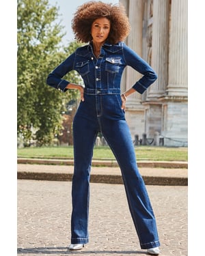 Indigo Blue Bootcut Denim Jumpsuit