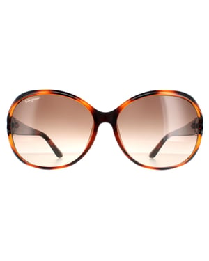 Salvatore Ferragamo Oval Dames Tortoise Bruin Gradiënt SF770SA