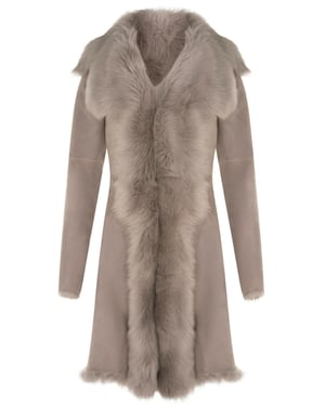 Womens Toscana Trench Coat i fårskinn och mocka-Tbilisi