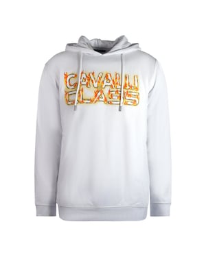 Witte hoodie met Cavalli Class Fire-logo