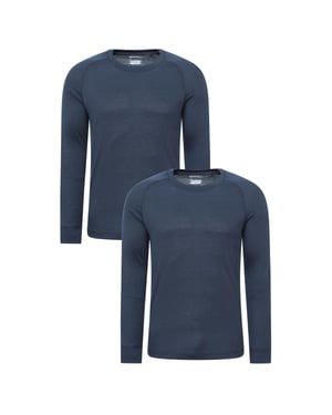Mountain Warehouse Heren Talus Base Layer Top (Set van 2) (Marine)