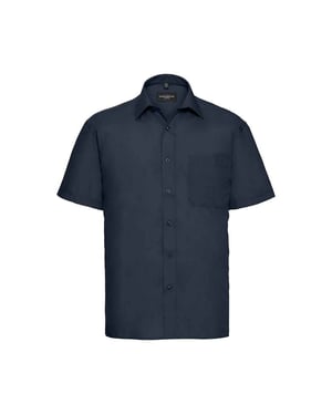 Russell Collection Mens Poplin Easy-Care Short-Sleeved Formal Shirt (French Navy)