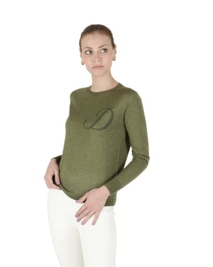 Crown Of Edinburgh Cashmere Long Sleeve Art 004 Green Letter D