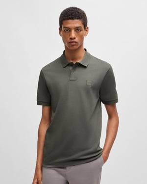 BOSS Orange Passenger Mens Stretch-Cotton Slim-Fit Polo Shirt with Logo Patch