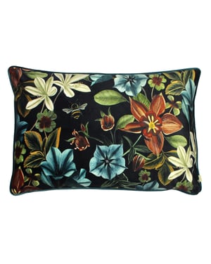 Evans Lichfield Midnight Garden Piped Floral Rectangular Feather Filled Cushion