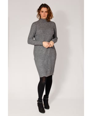 Ribbed High Neck Jumper Dress