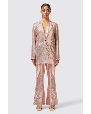 Caladium Slim Fit Pink Sequin Trouser