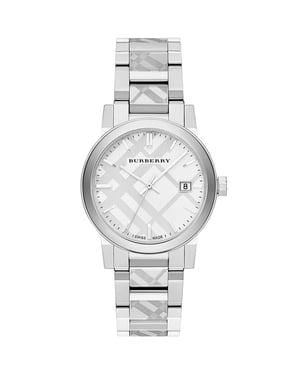 Burberry BU9037 The City Gegraveerd Geruit Stalen Unisex Horloge
