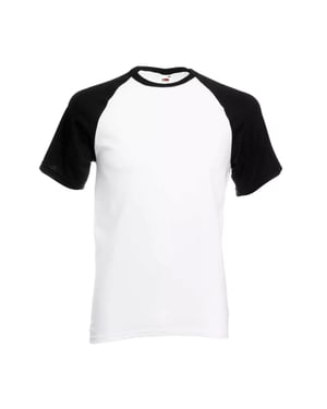 Fruit of the Loom Kortärmad baseball T-shirt för män (Vit/Svart)