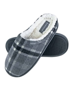 Dunlop - Heren Warm Pluche Fleece Gevoerde Instap Slippers met Geruit Patroon