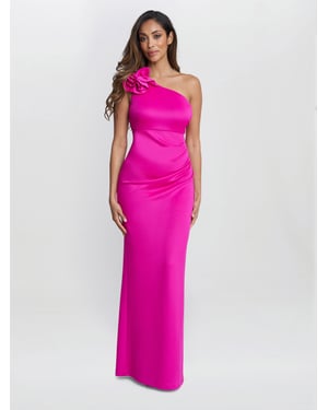 Agatha 3D Flower Detailed One Shoulder Maxi Dress