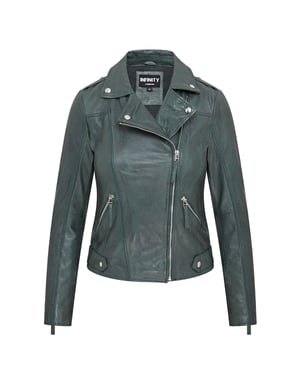 Groen leren bikerjack voor dames - Denver