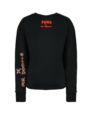 Puma x Mr Doodle Long Sleeve Crew Neck Black Mens Graphic Sweatshirt 598687 01
