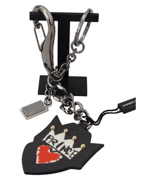 Dolce & Gabbana Black Prince Spikknappar Logotyp Silver Mässing Herrnyckelring
