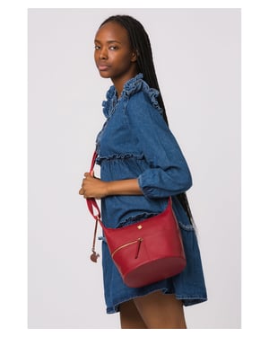 'Little Kristin' Chilli Pepper Leather Shoulder Bag