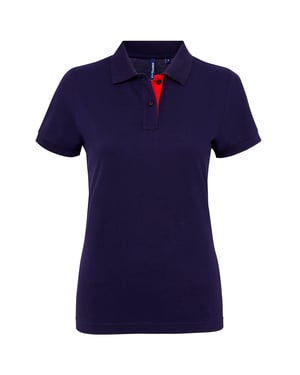 Asquith & Fox Womens/Ladies Short Sleeve Contrast Polo Shirt (Navy/ Red)