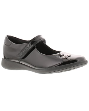Clarks Girls School Shoes Etch Mist Leather Touch Fastening black