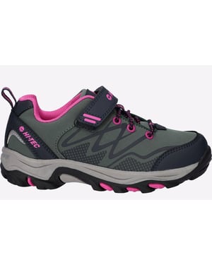 Hi-Tec Blackout Low Polyester Soft Shell Meisjes Donkere Bos/India Inkt/Roze Wandelschoenen