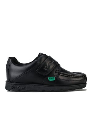 Boy's Kickers Children Fragma Lo Strap Leather Shoe in Black
