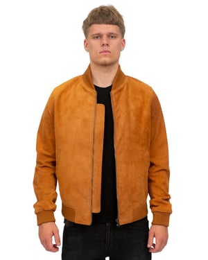 Heren retro geit suède varsity lederen bomberjack-Athene