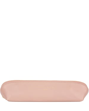'Reeves' Blush Pink Leather Make-Up Brush Bag
