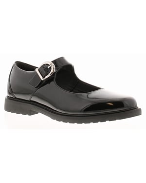Hush Puppies Womens Shoes Work School Verity Leather Buckle black patent