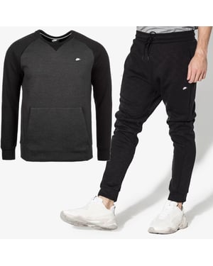 Nike Sportswear Optic Heren Fleece Crew Trainingspak in Zwart