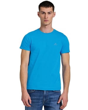 Gant | Mens Crew Neck T-Shirt Contrast Logo - Blue