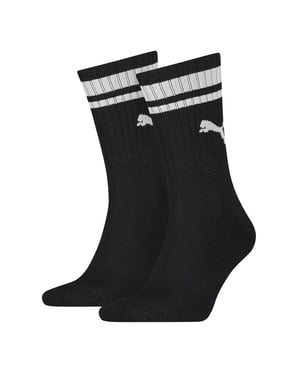 Puma Unisex Adult Heritage Stripe Crew Socks (pak van 2) (Zwart/Wit)