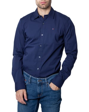 Tommy Jeans Skjortor Slim Fit Stretch Blå