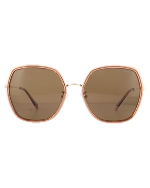 Polaroid Square Womens Pink Bronze Polarized Sunglasses