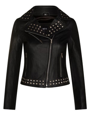 Gothic leren bikerjack voor dames met studs-Bilbao