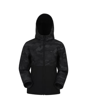 Mountain Warehouse Kinder/Kids Exodus Camo Soft Shell Jas (Zwart)