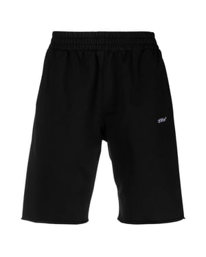 Gebroken witte zwarte sweatshort met krabbelontwerp