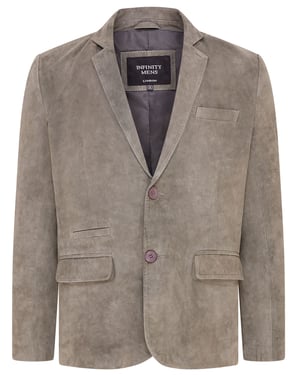 Heren Grijs Slim Geitensuède Italiaanse Blazer Jas-Somero