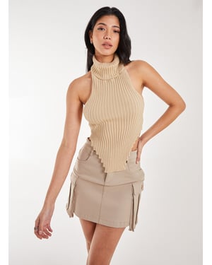 High Neck Chunky Knit Halter Top