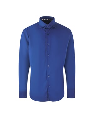 Aquascutum Plain Long Sleeve Navy Blue Shirt
